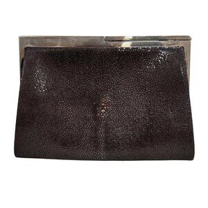 Vintage 80s Jil Sander Shagreen Stingray Leather Clutch Evening Bag